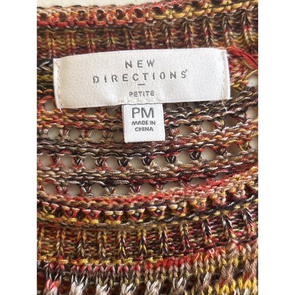 New Directions Petite Multicolor Acrylic Knit Sweater 3/4 Sleeve, Size MP - Picture 4 of 7